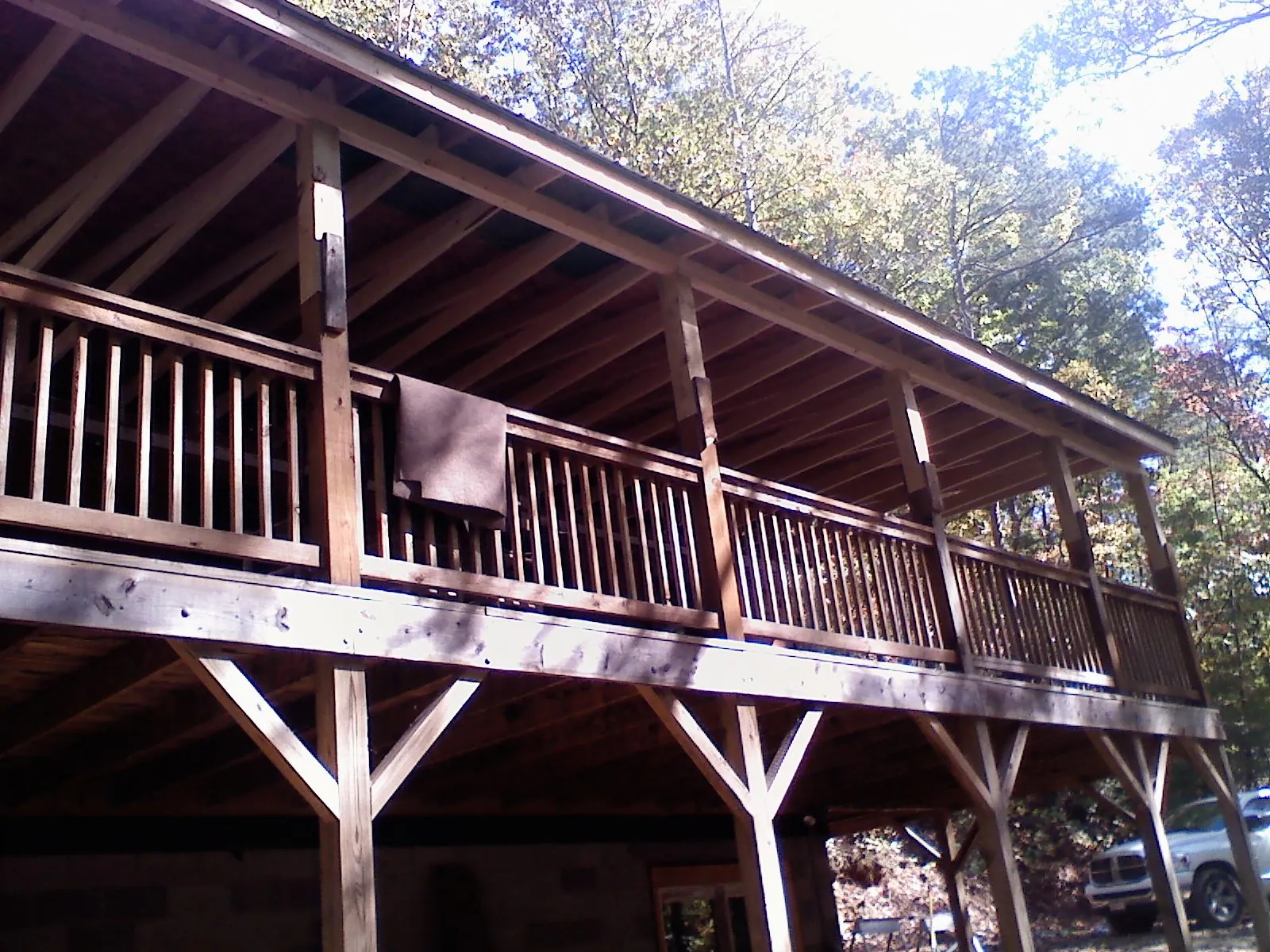 Timber framing under a new elevated porch and deck — Roof Leak Repair in Filley by Roofing Brothers